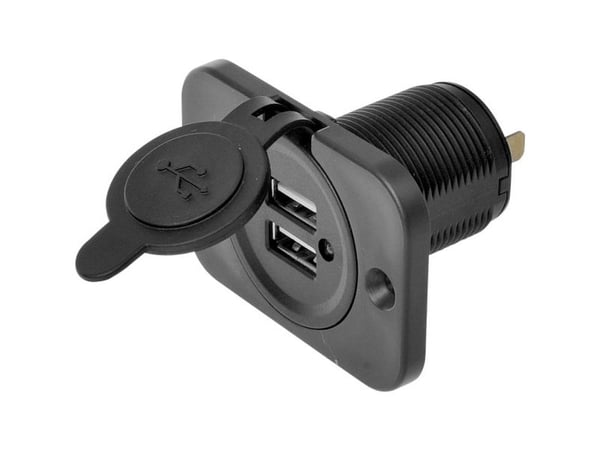 IWH USB dobbel innfelt stikkontakt 12/24 V 21100 mA maks. belastning strøm = 2,0 A (019006)