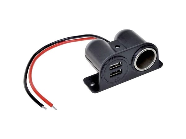 IWH stikkontakt med USB 12/24V 2100 mA, maks. 4,2 A (019010)