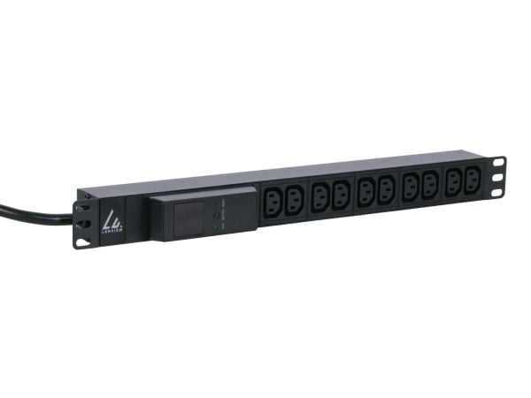 Lanview LVR261877 - Strømfordelingslist (kan monteres i rack) - 16A, AMP meter - AC 230 V - inngang: IEC 60309 16A - utgangskontakter: 10 (10 x IEC...