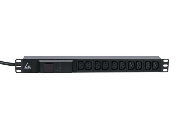 Lanview LVR261877 - Strømfordelingslist (kan monteres i rack) - 16A, AMP meter - AC 230 V - inngang: IEC 60309 16A - utgangskontakter: 10 (10 x IEC...