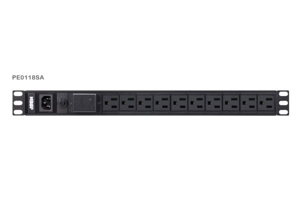 ATEN Basic PDU PE0118SG - Strømfordelerenhet (kan monteres i rack) - AC 100-240 V - 2400 VA - inngang: IEC 60320 C14 - utgangskontakter: 18 (18 x I...