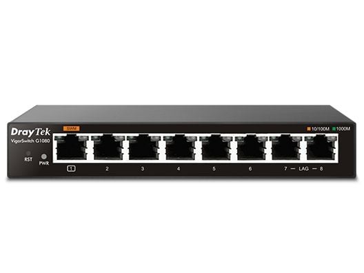 Draytek VigorSwitch G1080 - Switch - Styrt - 8 x 10/100/1000 - stasjonær