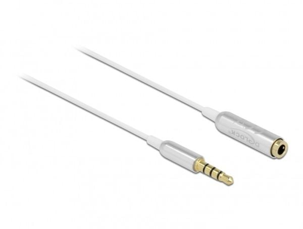 Delock - Lydforlengelseskabel - mini-phone stereo 3.5 mm hann til mini-phone stereo 3.5 mm hunn - 50 cm - hvit sølvfarge
