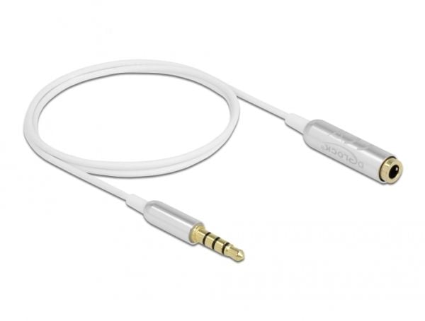 Delock - Lydforlengelseskabel - mini-phone stereo 3.5 mm hann til mini-phone stereo 3.5 mm hunn - 50 cm - hvit sølvfarge