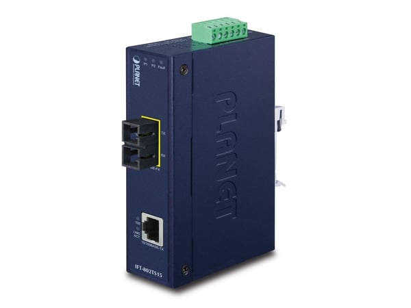 PLANET IFT-802TS15 - Fibermedieomformer - 100Mb LAN - 10Base-T, 100Base-FX, 100Base-TX - SC-enkeltmodus / RJ-45 - opp til 15 km - 1310 nm