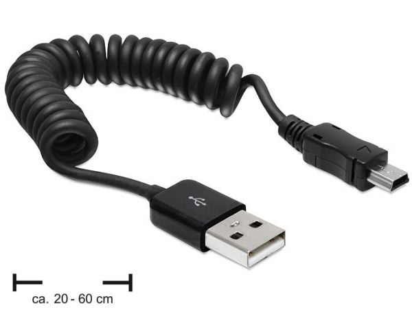 Delock - USB-kaapeli - USB (han) til mini-USB type B (han) - 60 cm - snoet - lajittelu - lajittelu