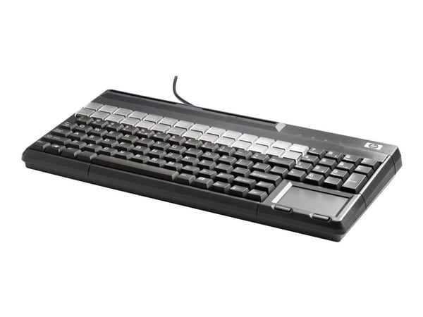 HP POS Keyboard with Magnetic Stripe Reader - Tastatur - USB - QWERTY - karbonitt - for Engage Flex Mini Retail System; Engage One; MX12; RP9 G1 Re...