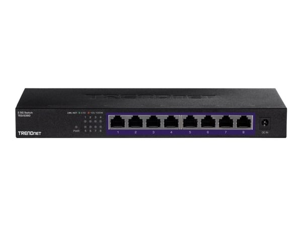 TRENDnet TEG S380 - Switch - ikke-styrt - 8 x 100/1000/2.5G - veggmonterbar - TAA-samsvar