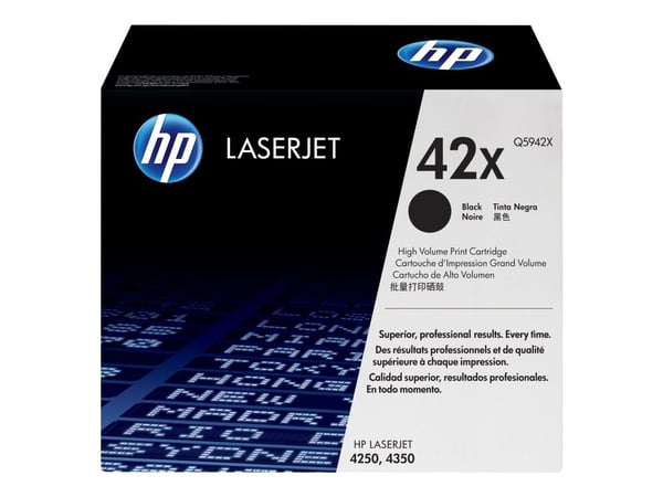 HP 42X - Lång livslängd - svart - original - LaserJet - tonerkassett (Q5942X) - för LaserJet 4240, 4250, 4350