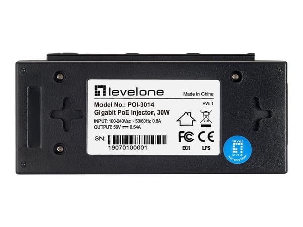 LevelOne POI-3014 - Strøminjektor (veggmonterbar) - AC 100-240 V - 30 watt