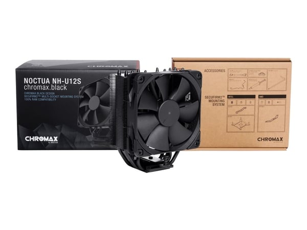 Noctua chromax NH-U12S - Prosessorkjøler - (for: LGA1851, LGA1700, LGA1200, LGA1156, LGA1155, LGA1151, LGA1150, AM5, AM4, AM3+, AM3, AM2+, AM2, FM2...