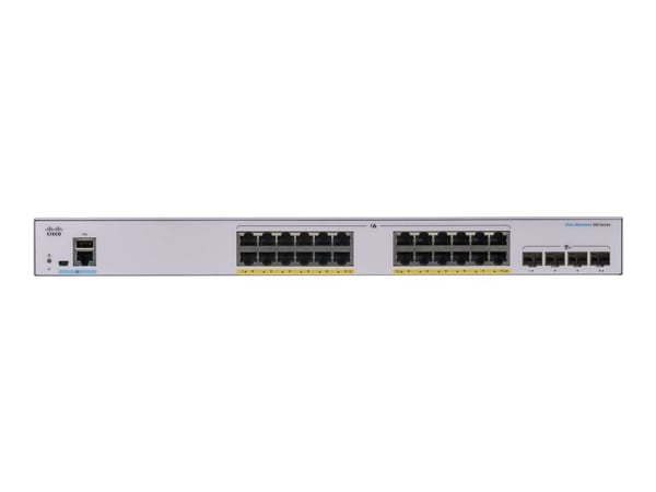 Cisco Business 350 Series 350-24FP-4G - Switch - L3 - Styrt - 24 x 10/100/1000 (PoE+) + 4 x Gigabit SFP - rackmonterbar - PoE+ (370 W)