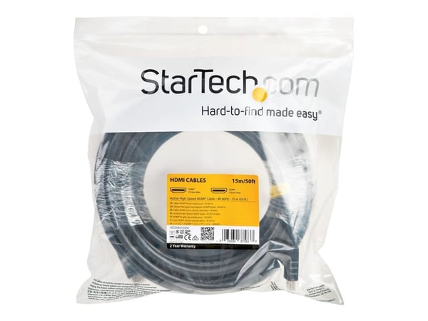 Startech 15m(50ft) HDMI 2.0 Cable, 4K 60Hz Active HDMI Cable, CL2 Rated for In Wall Installation, Long Durable High Speed Ultra-HD HDMI Cable, HDR ...