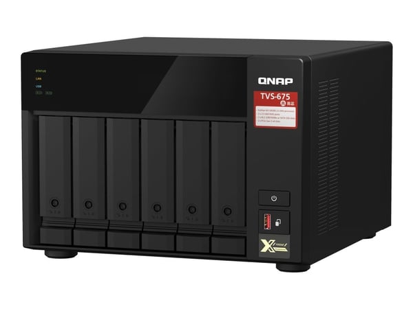 QNAP TVS-675 - NAS-palvelin - 6 lokeroa - SATA 6Gb/s - RAID 5, 6, 10 - RAM 8 GB - Gigabit Ethernet / 2,5 Gigabit Ethernet - iSCSI-tuki