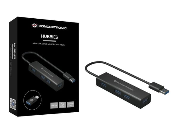 Conceptronic HUBBIES06B - Hub - 4 x SuperSpeed USB 3.0 - stasjonær