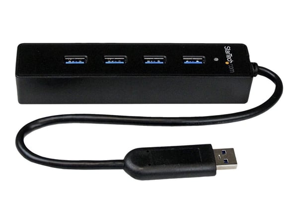 Startech 4-Port USB 3.0 Hub with Built-in Cable - SuperSpeed Laptop USB Hub - Portable USB Splitter - Mini USB Hub (ST4300PBU3) - Hub - 4 x SuperSp...