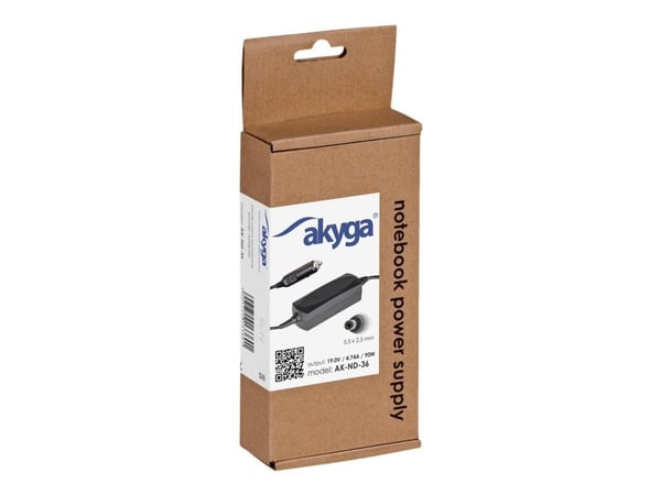 Akyga AK-ND-36, Kannettava tietokone, Auto, 12 V, 90 W, 19 V, 4,74 A