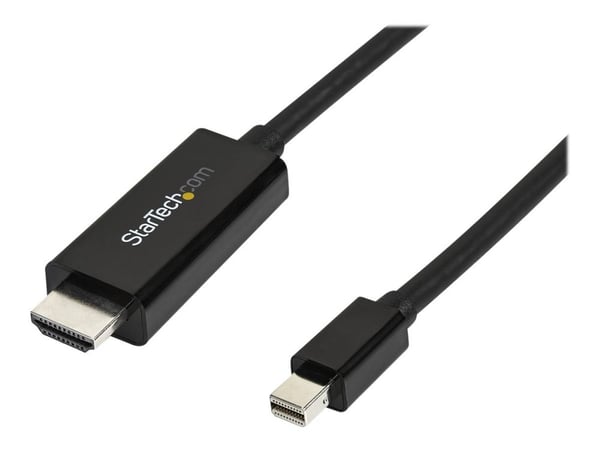 Startech Mini DisplayPort to HDMI Adapter Cable - mDP to HDMI Adapter with Built-in Cable - Black - 3 m (10 ft.) - Ultra HD 4K 30Hz (MDP2HDMM3MB) -...