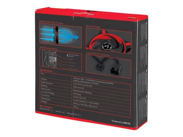 ARCTIC BioniX P140 - Kabinettvifte - 140 mm - rød
