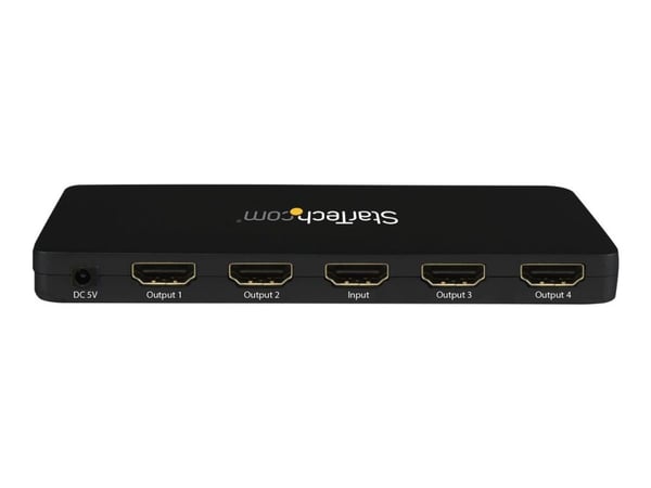 Startech 4K HDMI Splitter - 4k 30Hz - 4 Port - Aluminum - Backward Compatible - HDMI Multi Port - HDMI Hub (ST124HD4K) - Video/audio switch - 4 x H...