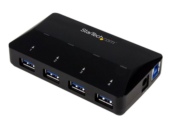 Startech USB 3.0-hub med 4 portar plus dedicerad laddningsport - 1x 2,4 A-port - USB-växel - 4 x SuperSpeed USB 3.0 - skrivbordsmodell - för P/N: S...