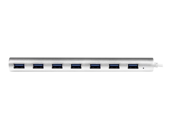 Startech 7 Port Compact USB 3.0 Hub with Built-in Cable - Aluminum USB Hub - Silver USB3 Hub with 20W Power Adapter (ST73007UA) - USB-periferdelesv...
