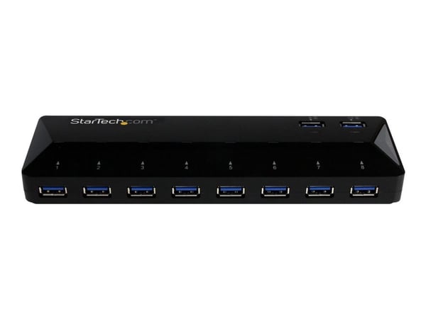 Startech 10 Port USB 3.0 Hub with Charge & Sync Ports - 8 x USB-A, 2 x USB-A Fast Charge Ports - Multi Port Powered USB Hub (ST103008U2C) - USB-per...