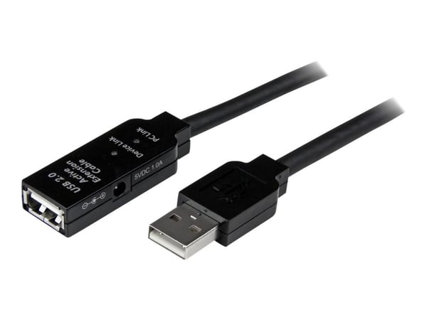 StarTech 5m USB 2.0 Active Extension Cable M/F - 5 meter USB A Male to USB A Female USB 2.0 Repeater / Extender Cable - Black - 15ft (USB2AAEXT5M) ...