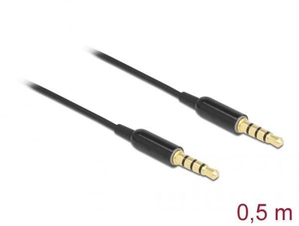 DeLOCK 66075, 3.5mm, Uros, 3.5mm, Uros, 0,5 m, Musta