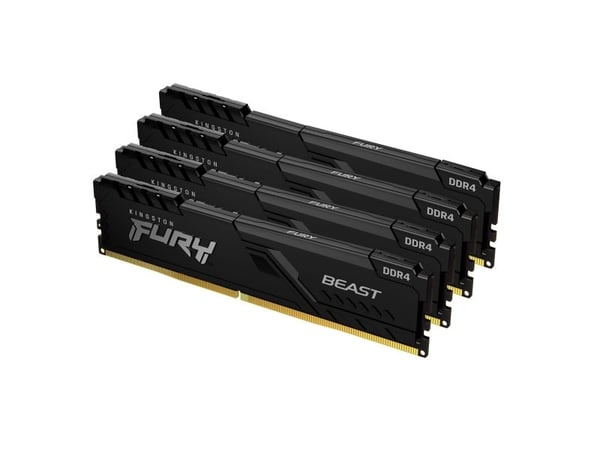 Kingston FURY Beast - DDR4 - sett - 64 GB: 4 x 16 GB - DIMM 288-pin - 3600 MT/s / PC4-28800 - CL18 - 1.35 V - ikke-bufret - ikke-ECC - svart