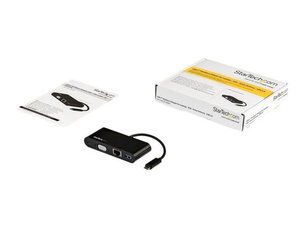 StarTech.com USB C moniporttisovitin, Mini USB-C telakka yhdellä näytöllä VGA 1080p videolla, 60W Power Delivery Passthrough, USB 3.1 Gen 1 Type-A ...