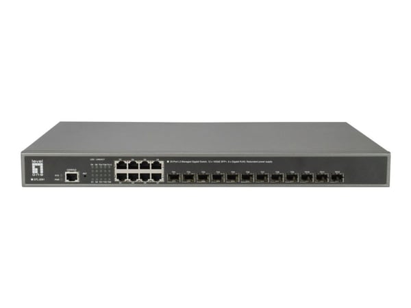 LevelOne GTL-2091 - Switch - L3 - Styrt - 12 x 10 Gigabit SFP+ + 8 x 10/100/1000 - stasjonær, rackmonterbar
