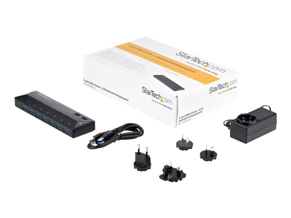 Startech 9 Port USB 3.0 Hub - 7 x USB-A, 2 x USB-A Fast Charge Ports - Multi Port Powered USB Charging Station (ST93007U2C) - USB-periferdelesvitsj...