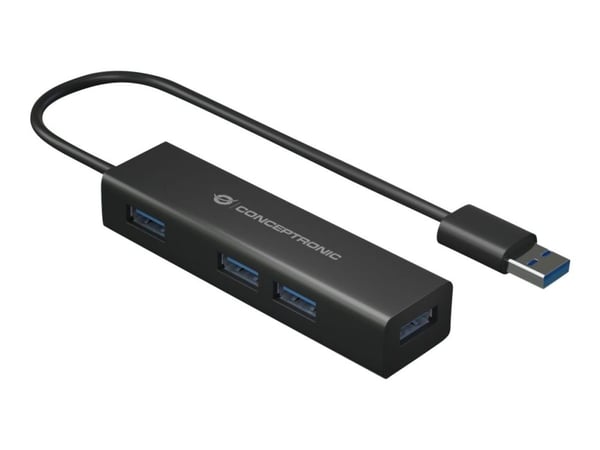 Conceptronic HUBBIES06B - Hub - 4 x SuperSpeed USB 3.0 - stasjonær