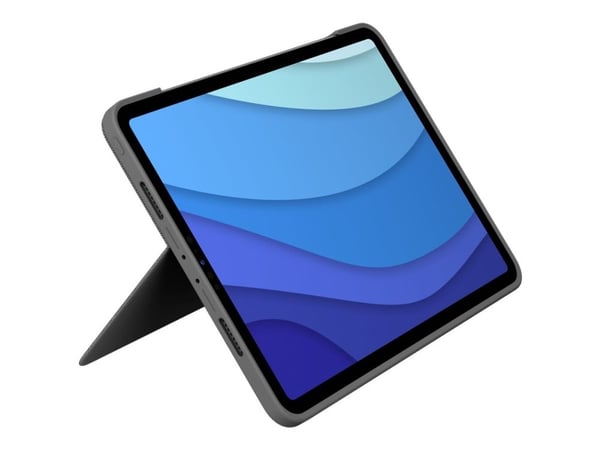 Logitech Combo Touch - Tangentbord och foliefodral - med pekdyna - bakgrundsbelyst - Apple Smart connector - QWERTY - brittisk - oxford-grå - för A...