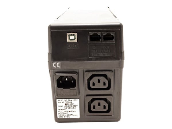 VERDI 800 - UPS - AC 230 V - 480 Watt - 800 VA - USB - utgang-stikforbindelser: 2 - sort