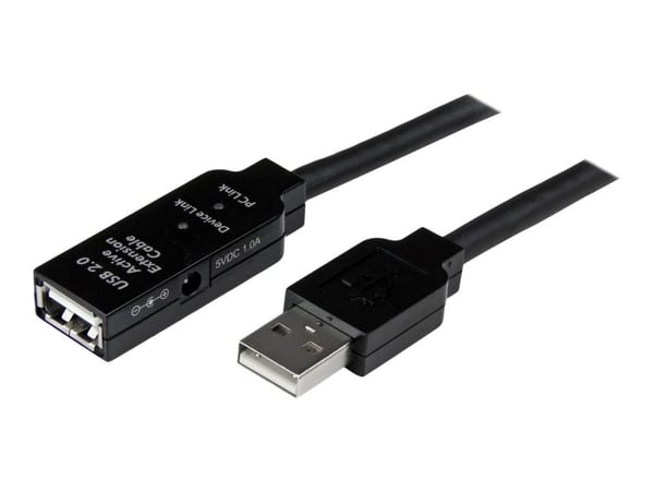 StarTech 10m USB 2.0 Active Extension Cable M/F - 10 meter USB 2.0 Repeater / Extender Cable USB A (M) to USB A (F) 10 m Black - 3 ft (USB2AAEXT10M...