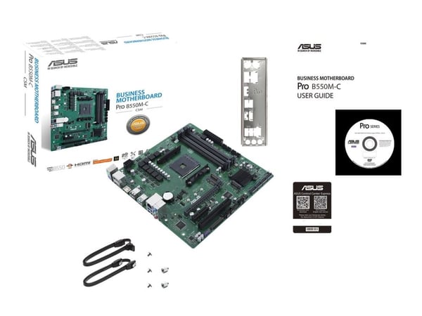 ASUS Pro B550M-C/CSM - Moderkort - micro ATX - Socket AM4 - AMD B550 Chipuppsättning - USB 3.2 Gen 1, USB 3.2 Gen 2, USB-C Gen2 - Gigabit LAN - inb...