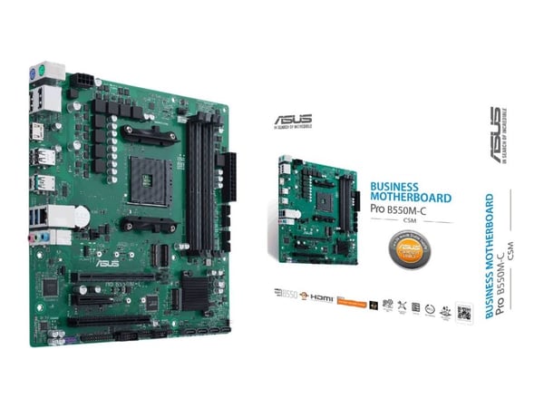 ASUS Pro B550M-C/CSM - Moderkort - micro ATX - Socket AM4 - AMD B550 Chipuppsättning - USB 3.2 Gen 1, USB 3.2 Gen 2, USB-C Gen2 - Gigabit LAN - inb...