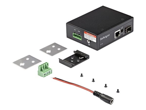 Startech Industrial Fiber to Ethernet Media Converter, 1Gbps SFP to RJ45/ Cat6, Singlemode/Multimode Optical Fiber to Copper Gigabit Eternet Networ...