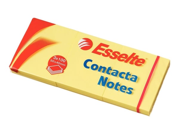 Esselte Contacta Notes 50x40 mm gule med 100 ark - (4 pakker x 3 stk.)