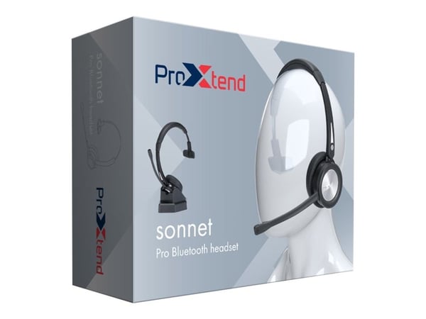 ProXtend Sonnet - Hodesett - on-ear - Bluetooth - trådløs - USB-A via Bluetooth-adapter - svart