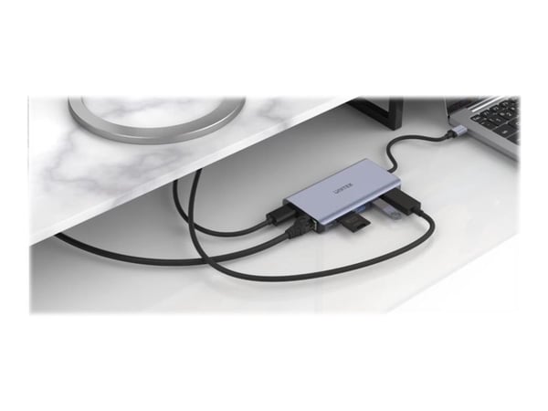 Unitek uHUB S7+ 7-in-1 USB-C Ethernet Hub with MST Dual Monitor, 100W Power Delivery and Card Reader - Dokkingstasjon - USB-C - HDMI, DP - 1GbE