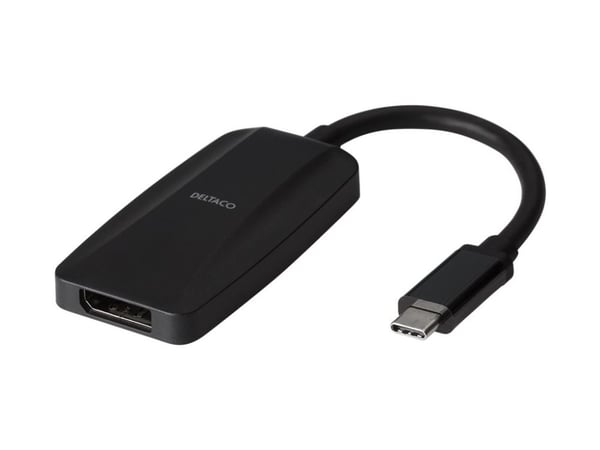 DELTACO - USB/DisplayPort-adapter - USB-C (hane) till DisplayPort (hona) - 8K30 Hz (7680 x 4320) stöd - svart