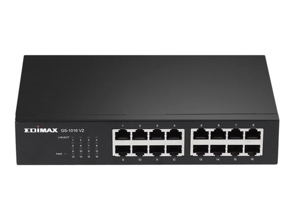 Edimax GS-1016 V2 - Switch - 16 x 10/100/1000 - rackmonterbar, stasjonær, veggmonterbar