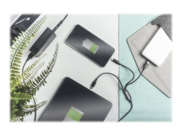 DIGITUS - Lightning-kabel - USB hann til Micro-USB type B, Lightning, USB-C hann - 1 m - svart - Power Delivery-støtte