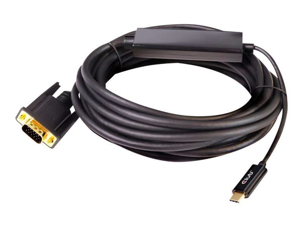 Club 3D - Sovitinkaapeli - USB-C han til HD-15 (VGA) han - 5 m - aktiivinen