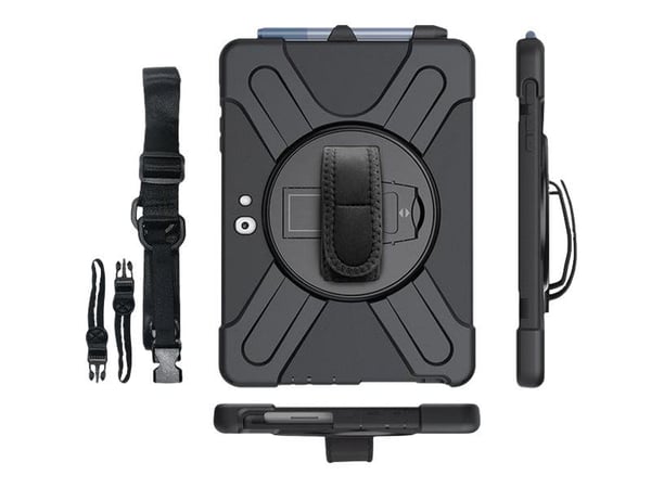 eSTUFF Defender Case - Beskyttelsesdeksel - grov - silikon, polykarbonat - sort - 10,5" - for Microsoft Surface Go, Go 2