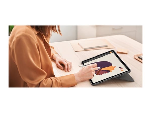 Logitech Combo Touch - Tangentbord och foliefodral - med pekdyna - bakgrundsbelyst - Apple Smart connector - QWERTY - brittisk - oxford-grå - för A...