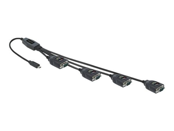 Delock - USB / seriell-kabel - 24 pin USB-C (hann) til DB-9 (hann) - 5 V - 90 mA - 38/48/60/72 cm - avstandsskruer, aktiv, toretnings - svart